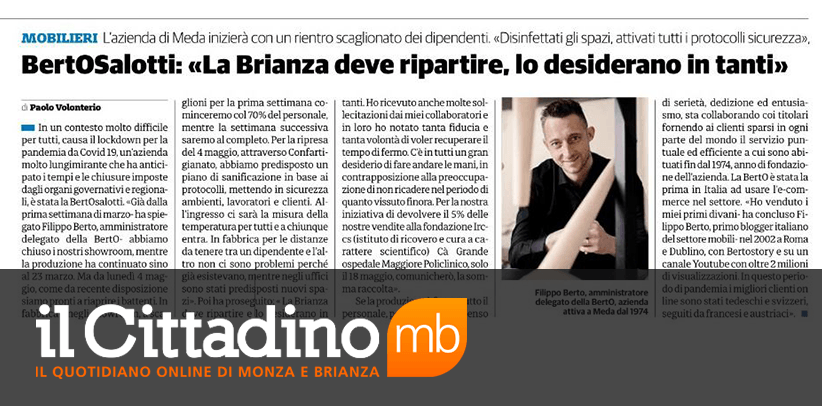  Interview à Filippo Berto Il Cittadino de Monza et de la Brianza