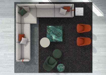 Ambiance moderne meublée avec table basse Riff en Emerald Quarzite - BertO
