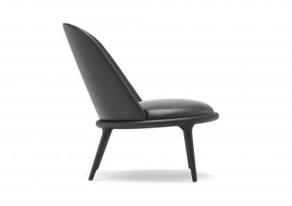 Fauteuil en cuir sans accoudoirs Кim Total Black Édition Spéciale - vue latérale – BertO