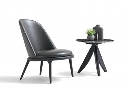 Fauteuil Kim en cuir noir avec table basse Circus