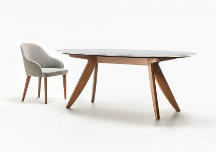 Table Ring avec plateau en marbre Carrara