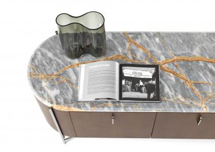 Buffet bahut moderne en bois avec plateau en marbre biseauté Deep Grey - BertO	