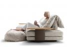 Pouf design Ziggy en fausse fourrure avec canapé David - BertO