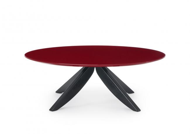 Table basse avec plateau laqué brillant rouge marsala - BertO Outlet