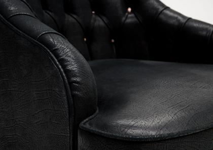 Revêtement en cuir nubuck noir imprimé avec effet vintage vieilli, mat - Vanessa #BertoLive