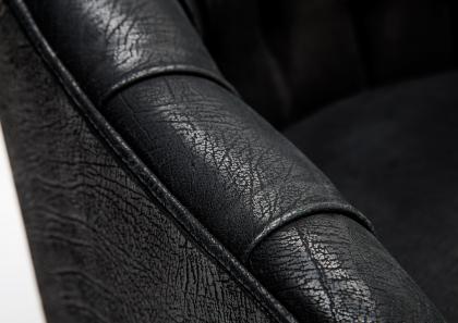 Revêtement en cuir Nubuck noir imprimé avec effet vintage vieilli, mat - Fauteuils Vanessa #BertoLive