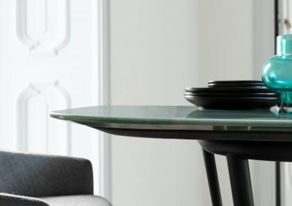 Cj la table moderne de design avec plateau rectangulaire arrondi par un un biseautage spécial - BertO Salotti