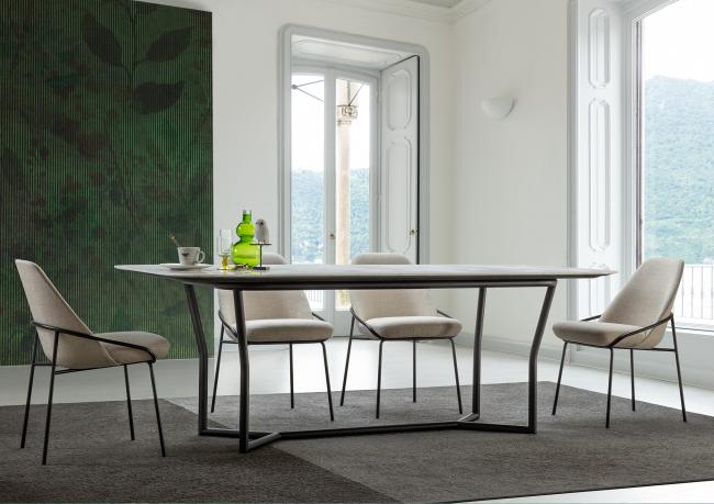 Cj table marbre vert avec plateau en marbre Carrara - cm L.220 x P.100 H.76,5 -  BertO